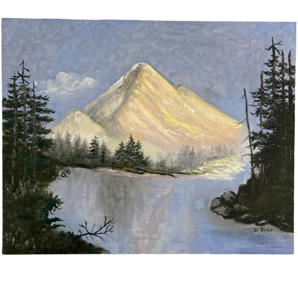 Original Landscape Painting on Canvas Mountain Scene Wall Art 16 x 20